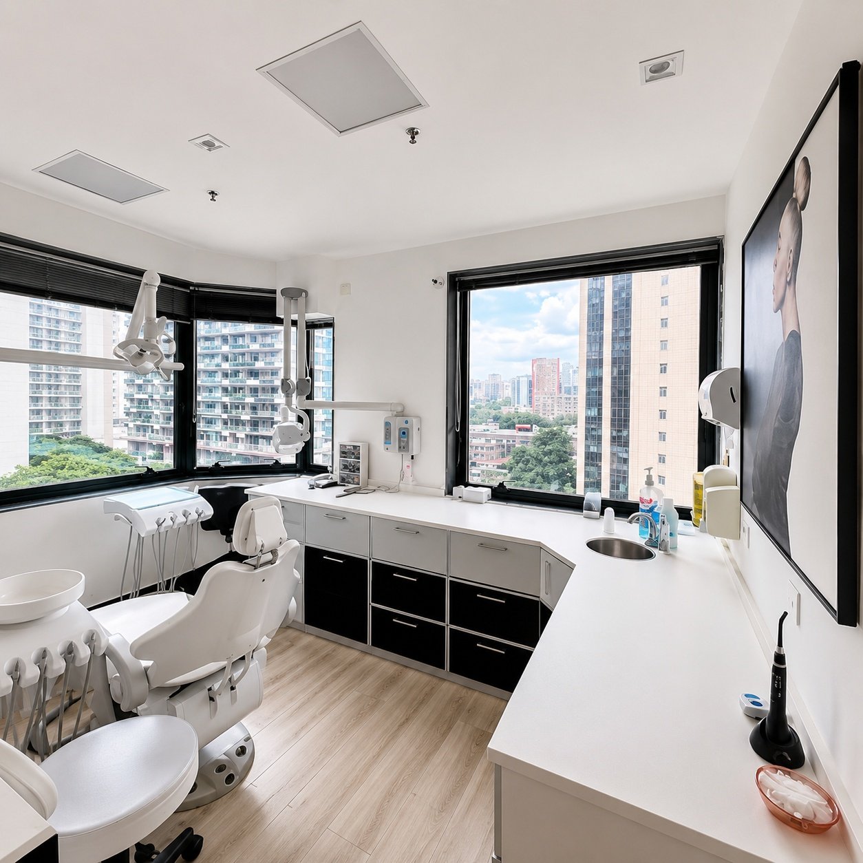 Sala de atendimento com vista panorâmica